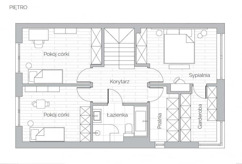 Plan piętra - dom 167 m2 ; projekt: Agnieszka Balicka Plan piętra - dom 167 m2 ; projekt: Agnieszka Balicka