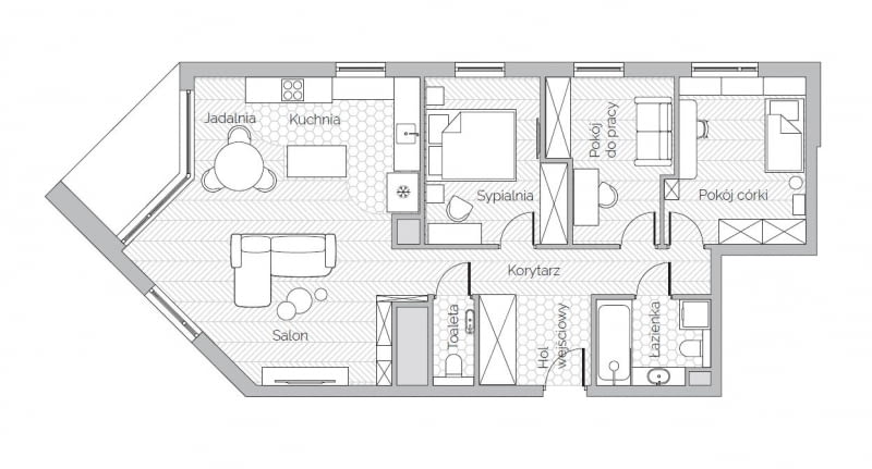 Rzut mieszkania, projekt Magdalena Młynarska, Famm Design Rzut mieszkania, projekt Magdalena Młynarska, Famm Design