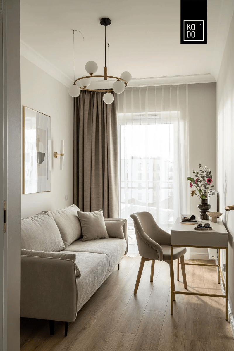 Wnętrza w złotej poświacie - projekt pracowni KODO