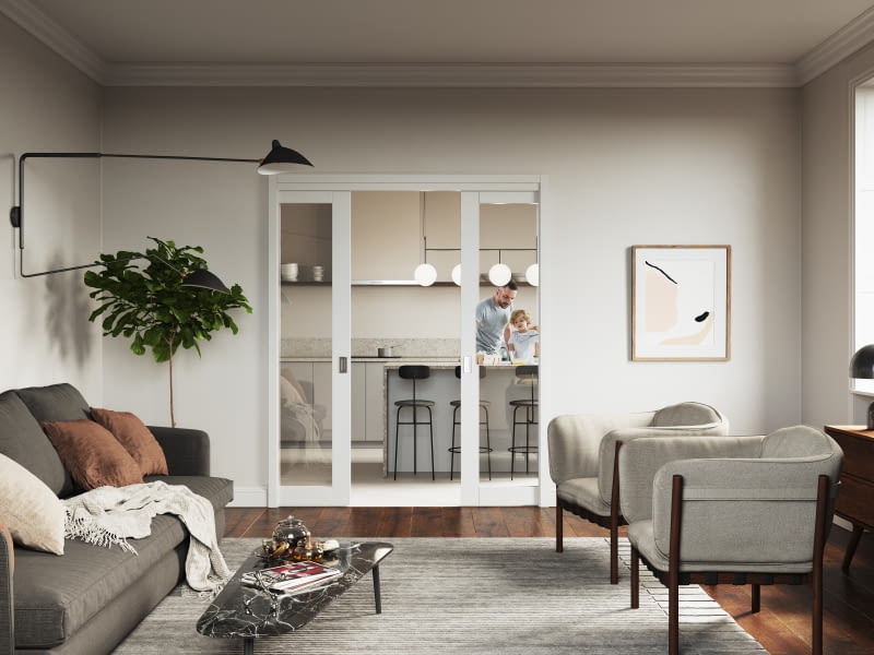 Dwuskrzydłowe drzwi są bardzo eleganckie, wygodne i praktyczne. Dzięki nim można stworzyć znacznie szersze i wygodniejsze przejście, na przykład między salonem a kuchnią.