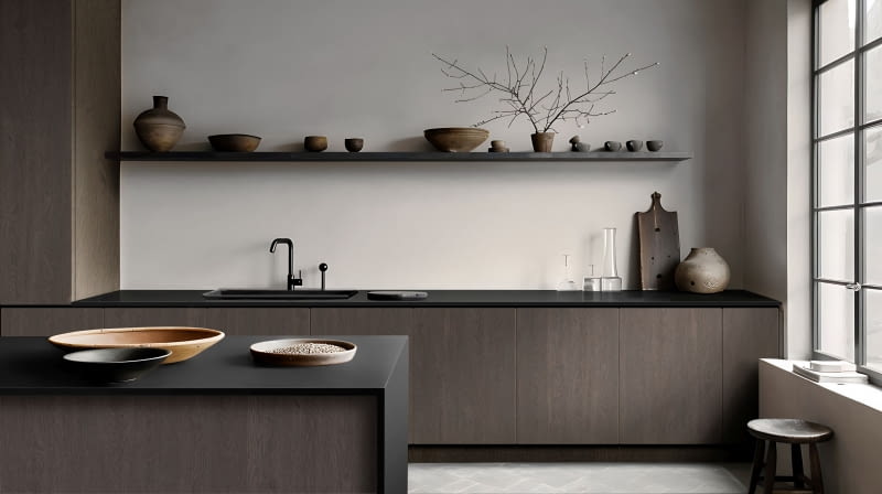 Woodeco_Blat UltraFit Czerń Lawa PU1000_płyta laminowana Dąb Millenium Woodeco_Blat UltraFit Czerń Lawa PU1000_płyta laminowana Dąb Millenium