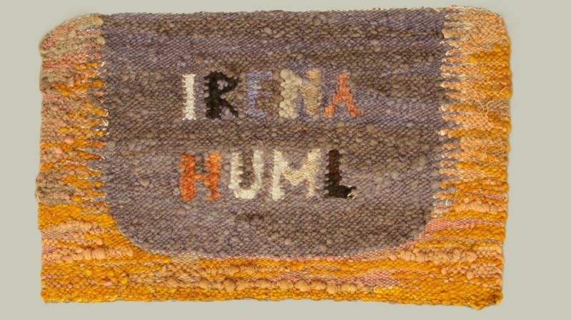 Maria Teresa Chojnacka, Irena Huml, praca niedatowana, wełna, miniatura tkacka z kolekcji Ireny Huml