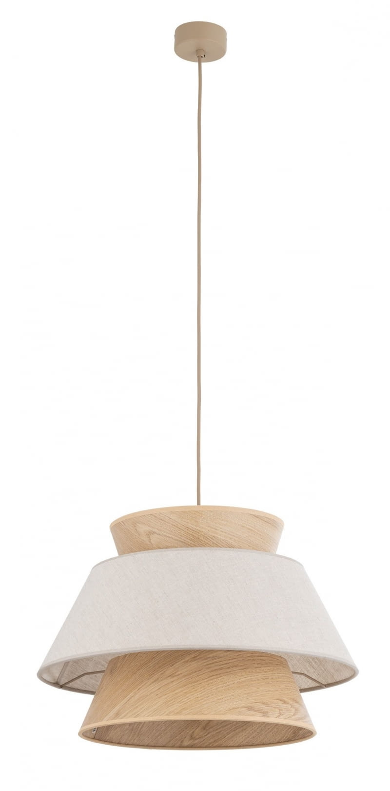 Lampa wiszą Kalum Len, jasne drewno, len, śr. 45 cm, 255 zł, tk-lighting.com