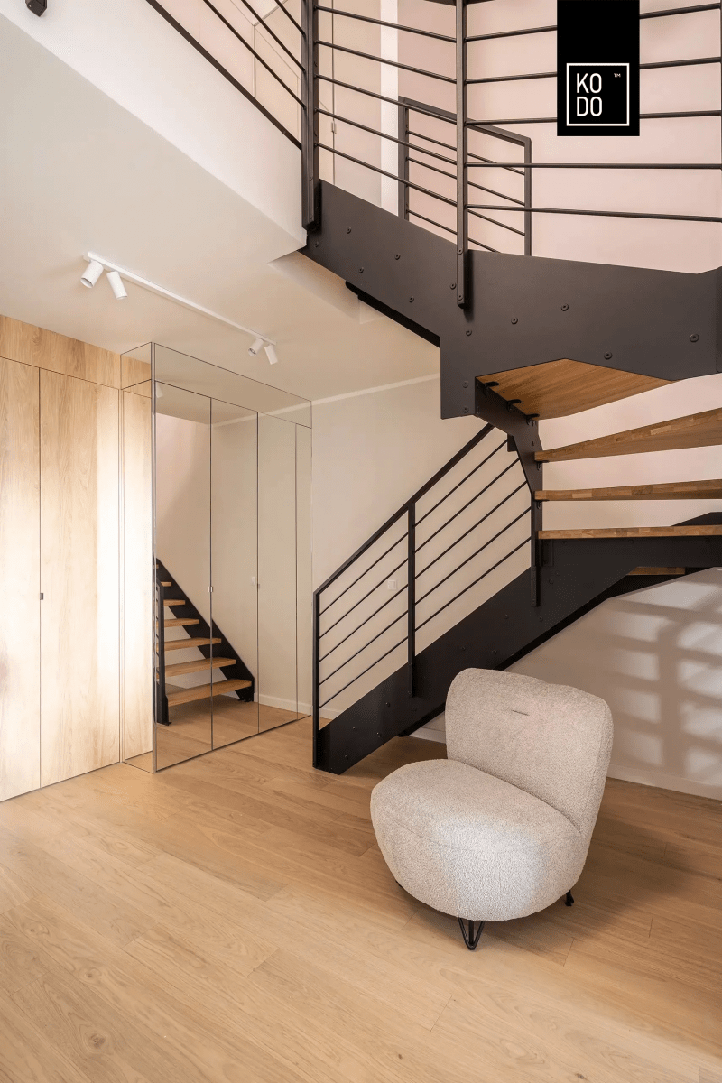 Minimalistyczne dwupoziomowe mieszkanie