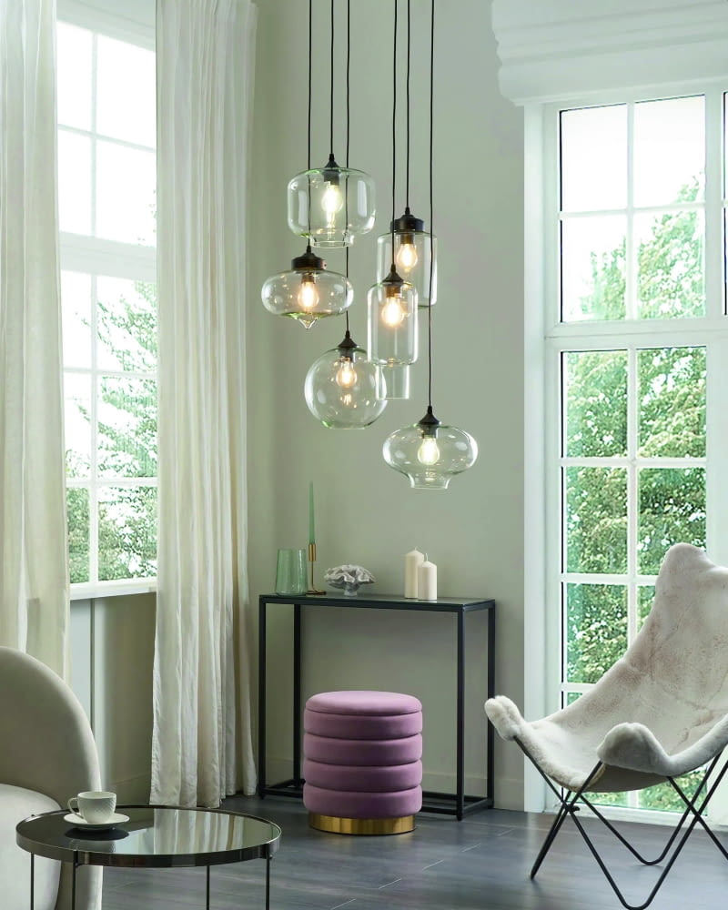 Lampa wisząca Bemboka, szkło przezroczyste, wys. 155 cm, regulowana długość przewodu, 1029 zł, beliani.pl Lampa wisząca Bemboka, szkło przezroczyste, wys. 155 cm, regulowana długość przewodu, 1029 zł, beliani.pl