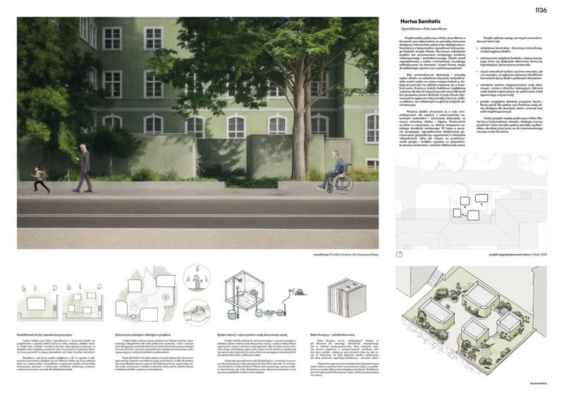 Nagrodę specjalną za Eko projektowanie otrzymała praca nr 1136, HORTUS SANITATIS, autorstwa Gabrieli Zielińskiej i Wojciecha Zabłockiego. Nagrodę specjalną za Eko projektowanie otrzymała praca nr 1136, HORTUS SANITATIS, autorstwa Gabrieli Zielińskiej i Wojciecha Zabłockiego.