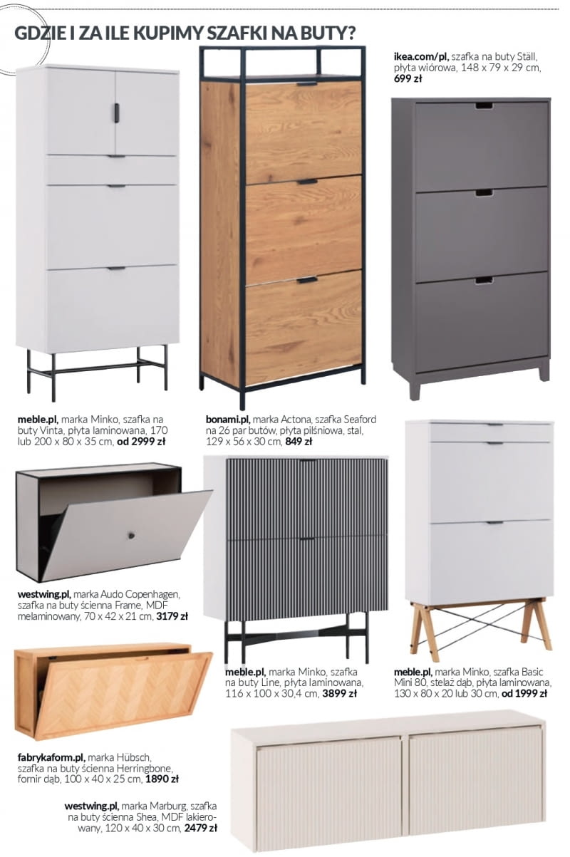 Gdzie i za ile kupimy szafki na buty?