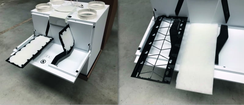 Wymiana filtrów w centrali nie jest kłopotliwa. Warto też zwrócić uwagę na to, że przy ich braku  kurz i pyłki byłby rozprowadzane wraz z powietrzem po całym domu