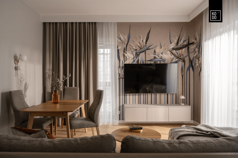 Harmonia natury i mocne akcenty: aranżacja 75-metrowego mieszkania