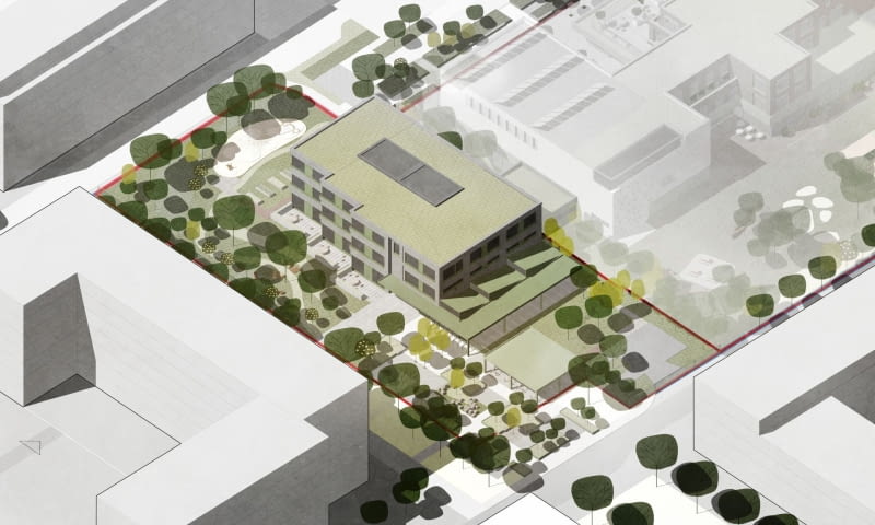 Planowana nowa publiczna szkoła przy ul. Radzymińskiej w Warszawie. Proj. WWAA