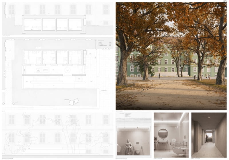 Wyróżnienie II stopnia przyznano pracy nr 1173, MIĘDZY MURAMI, autorstwa Mikołaja Gniadzika i Michała Gursztyna. Wyróżnienie II stopnia przyznano pracy nr 1173, MIĘDZY MURAMI, autorstwa Mikołaja Gniadzika i Michała Gursztyna.