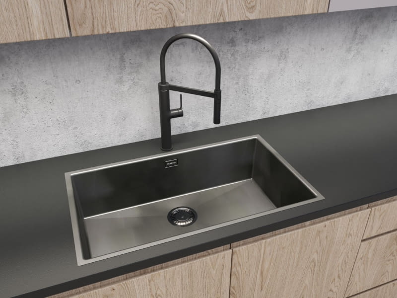 Zestaw Oltens Stalvask zlewozmywak stalowy 76x44 cm z baterią kuchenną Borga czarny/czarny mat Zestaw Oltens Stalvask zlewozmywak stalowy 76x44 cm z baterią kuchenną Borga czarny/czarny mat