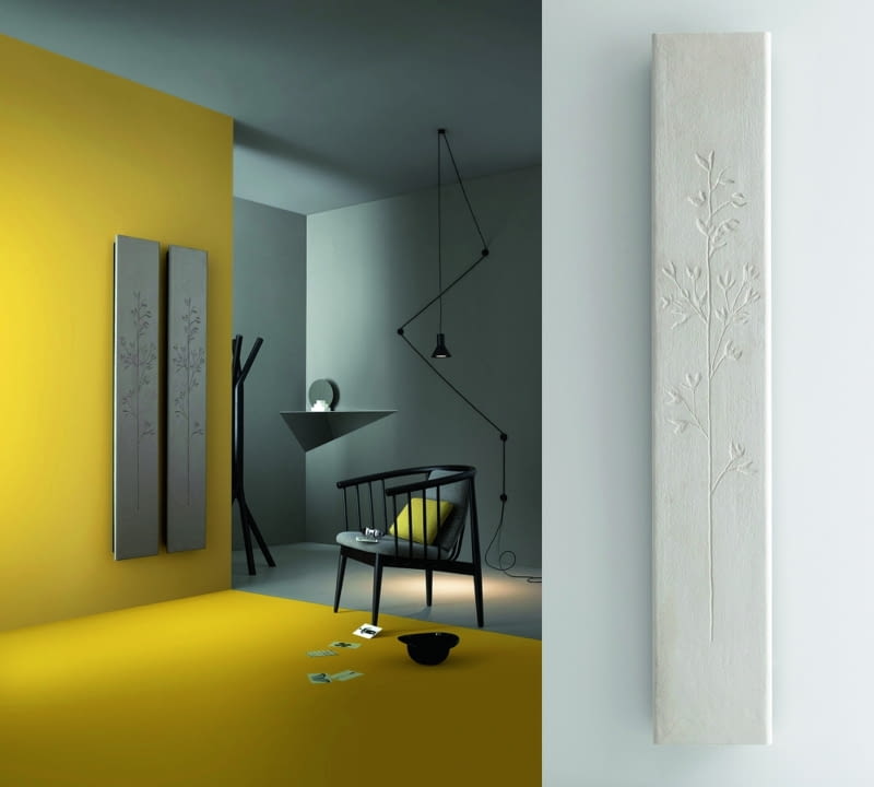 Kamienny grzejnik z motywem roślinnym pasuje do wnętrz nawiązujących do natury