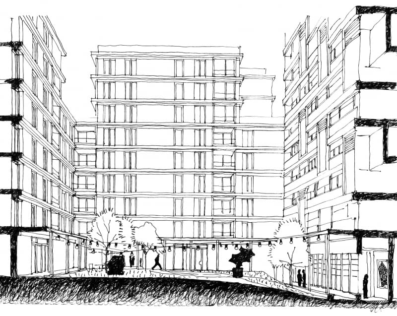 Towarowa 22: Apartamenty Gutenberga. Proj. JEMS Architekci. Dziedziniec Towarowa 22: Apartamenty Gutenberga. Proj. JEMS Architekci. Dziedziniec