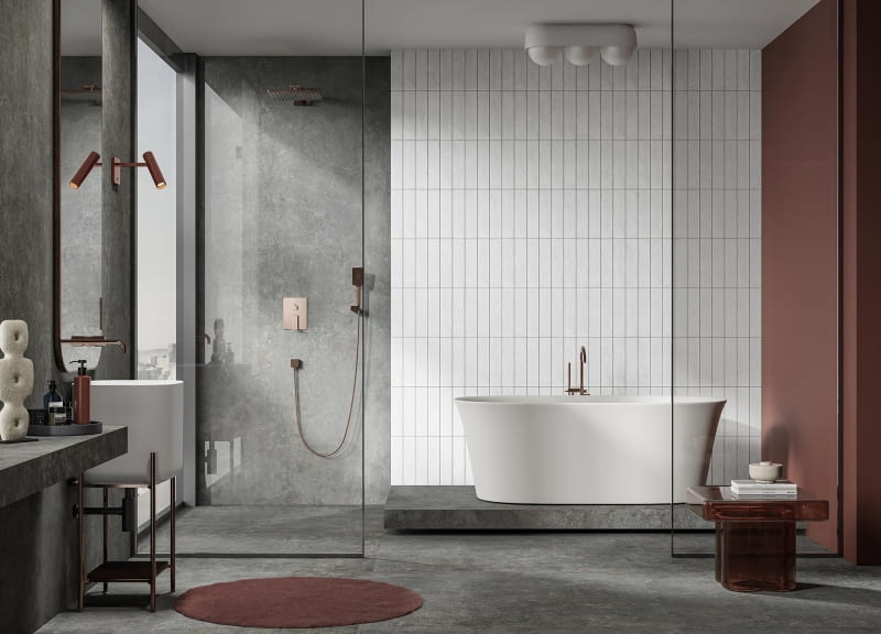 Czerwony kolor w łazience