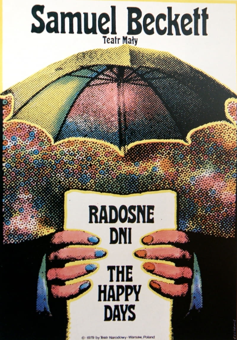 Plakat teatralny z 1979 r. do przedstawienia „Radosne Dni” Samuela Becketta w Teatrze Małym w Warszawie. Do kupienia: poster.pl.