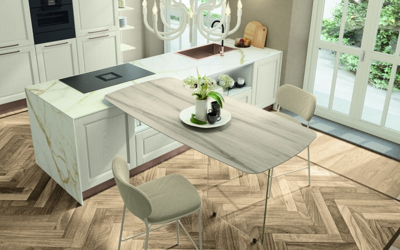 W mniejszej kuchni barek zapewni nam dodatkową powierzchnię roboczą, ale może też stanowić alternatywę dla stołu.