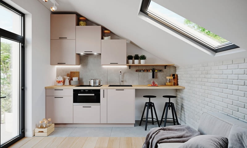 Blat przy ścianie i hokery