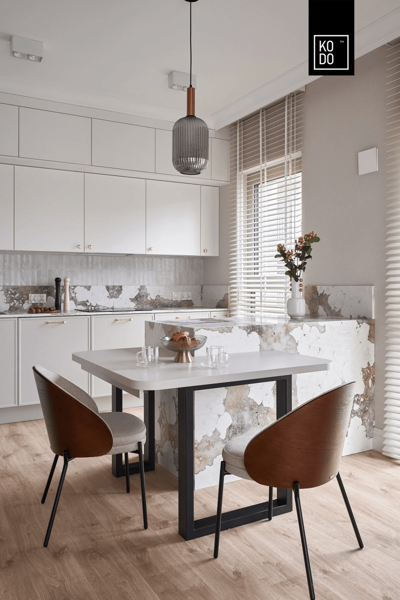 Eleganckie mieszkanie w bieli, beżach i szarości Eleganckie mieszkanie w bieli, beżach i szarości