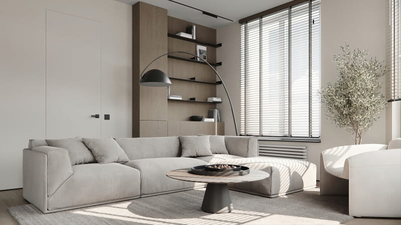 Mieszkanie w beżach i szarościach