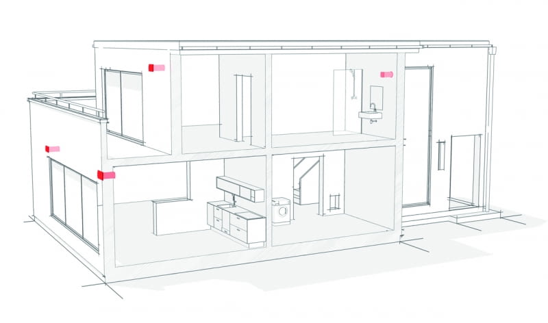 W wentylacji decentralnej nie układa się kanałów nawiewnych i wywiewnych do poszczególnych pomieszczeń. Za to w każdym z nich montuje się rekuperatory ścienne