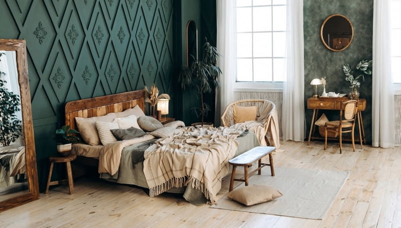 Sypialnia w stylu boho