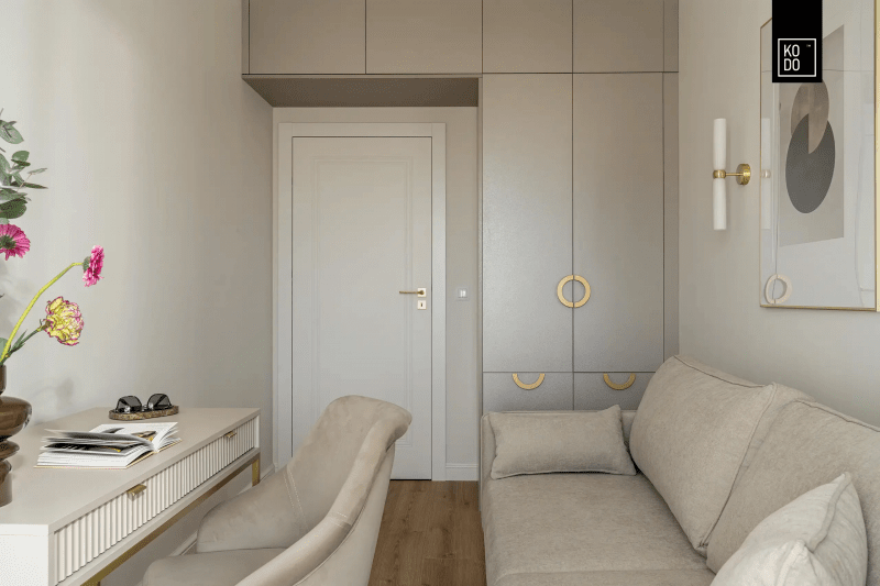 Wnętrza w złotej poświacie - projekt pracowni KODO