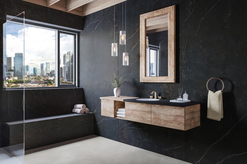 Wybór materiału na blat to kwestia indywidualnej decyzji, jednak należy odpowiednio dopasować go do charakteru i funkcjonalności łazienki, Majestic Dekton