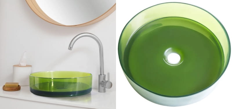 Umywalka nablatowa okrągła ⌀ 36 cm zielona TOLOSA