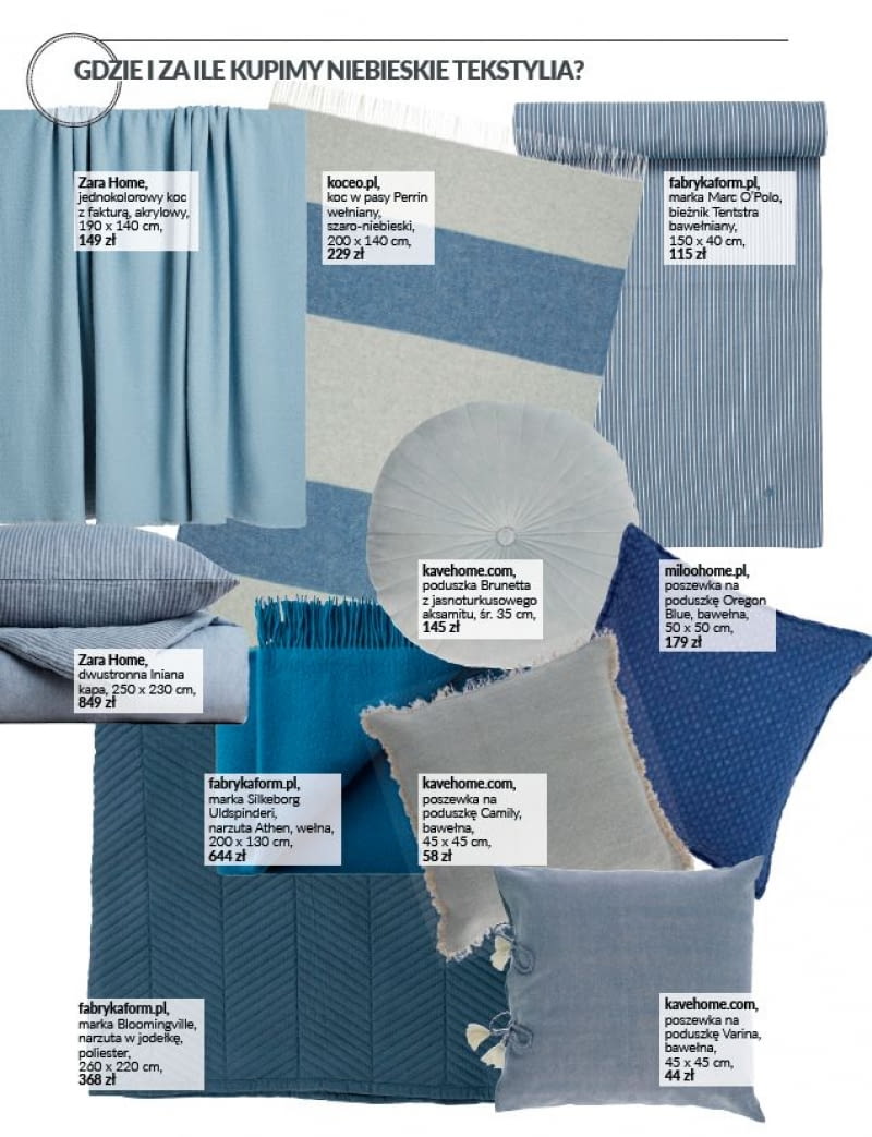 Gdzie i za ile kupimy niebieskie tekstylia?