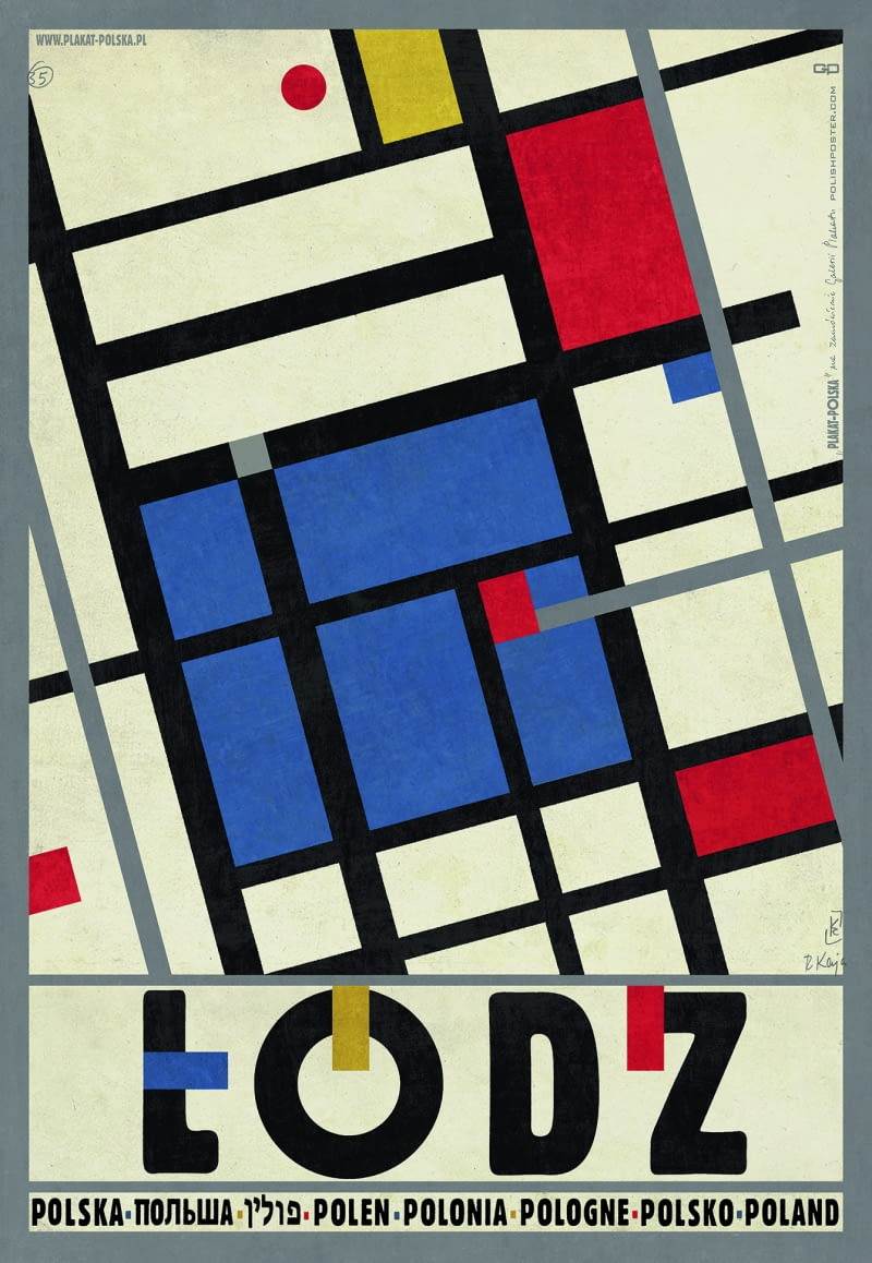 Oryginalny plakat z cyklu „Polska” upamiętniający miasto Łódź. Zaprojektowany w hołdzie Katarzynie Kobro i Władysławowi Strzemińskiemu. Rok wydania 2013. Do kupienia w polishposter.com, 120 zł, w formacie B1 (ok. 98 x 68 cm).