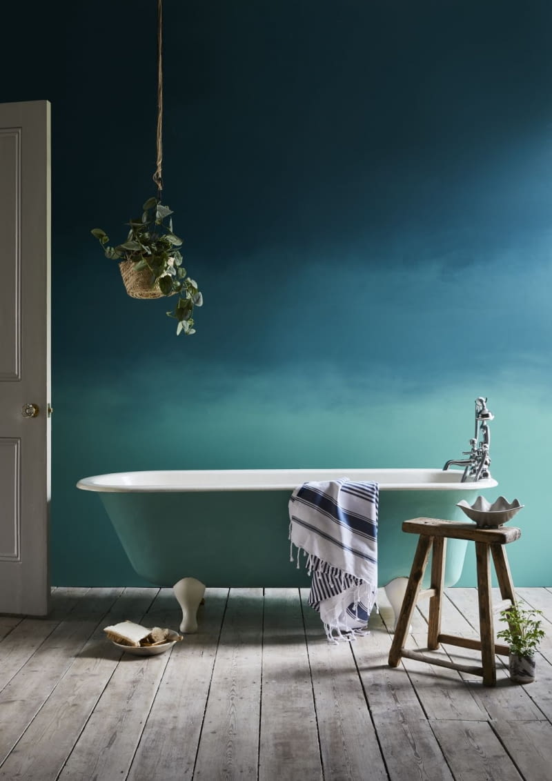 Ombre - Wall Paint in Aubusson Blue (top) and Provence (bottom) bath with Chalk Paint in Provence Ombre - Wall Paint in Aubusson Blue (top) and Provence (bottom) bath with Chalk Paint in Provence