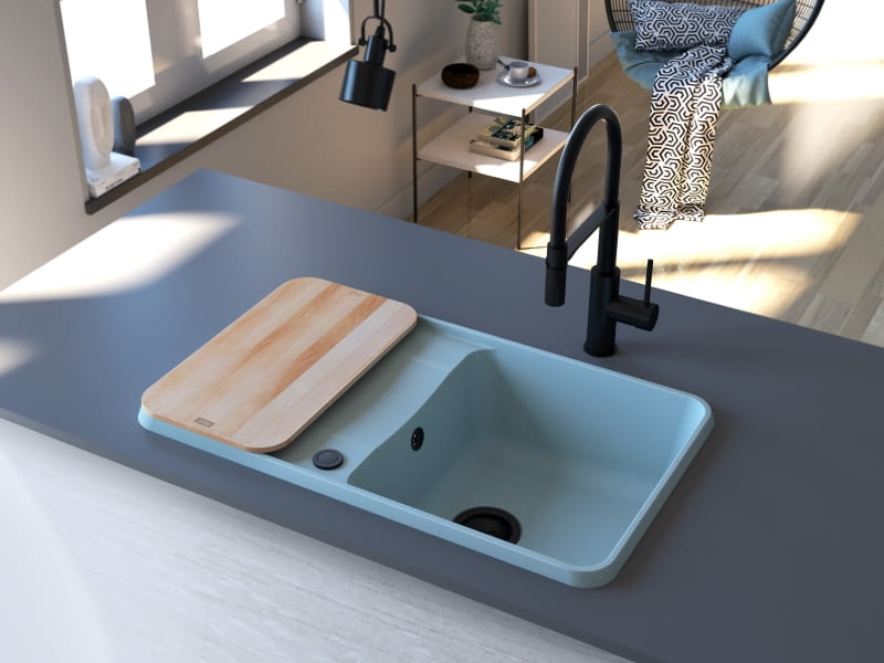 Zlewozmywak z ultranowoczesnego materiału Cristasil, PIÙ, Miló