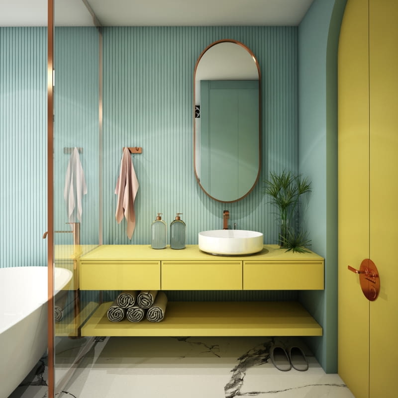 Oliwka jest odcieniem dość jasnym, dlatego nadaje się do niewielkich przestrzeni