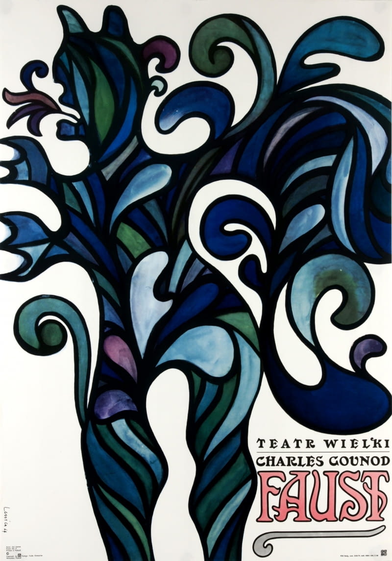 Plakat muzyczny wydany po raz pierwszy w 1965 r. na potrzeby wystawienia opery Charlesa Gounoda „Faust” w Teatrze Wielkim w Warszawie.
