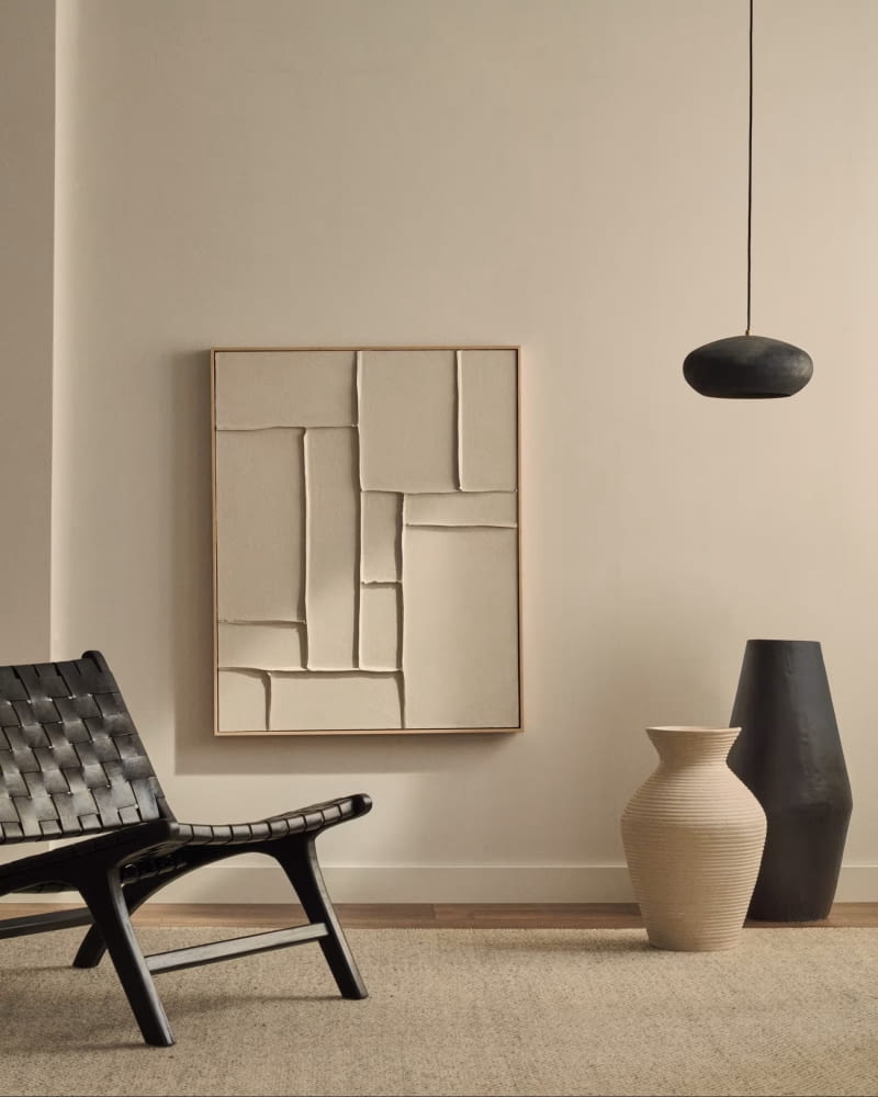 Klis Obraz Klis na płótnie lnianym z białymi geometrycznymi kształtami 80 x 100 cm Klis Obraz Klis na płótnie lnianym z białymi geometrycznymi kształtami 80 x 100 cm