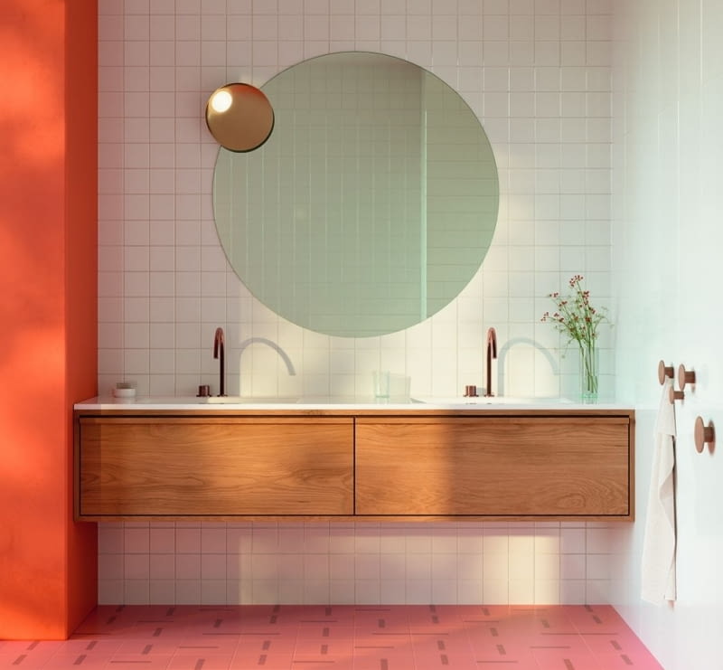 Czerwony kolor w łazience