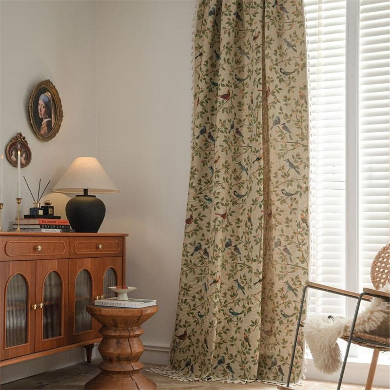 Boho Floral Bird Curtains