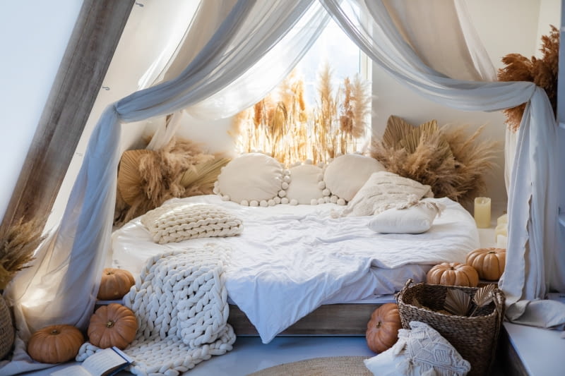 Sypialnia w stylu boho