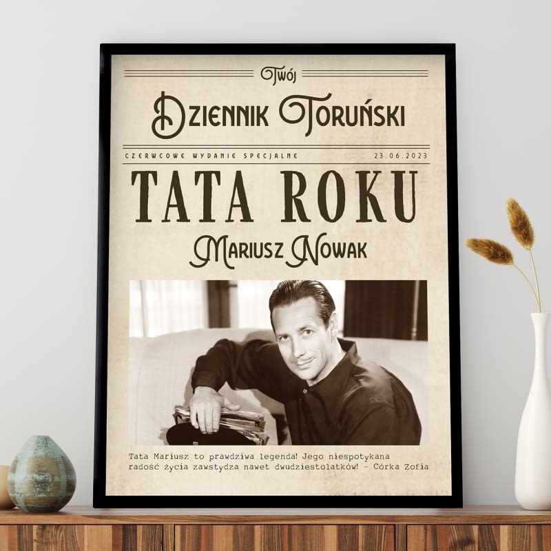Personalizowany plakat TATA ROKU pamiątka dla taty