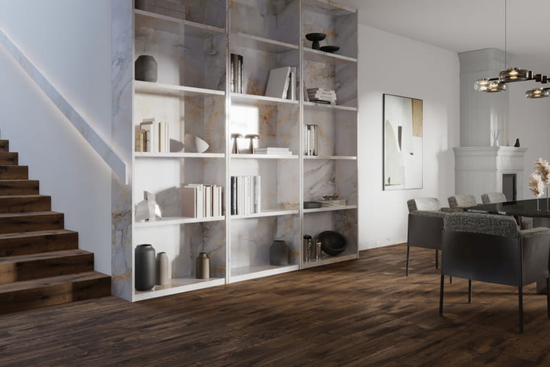 Salon z biblioteką - inspirujące aranżacje