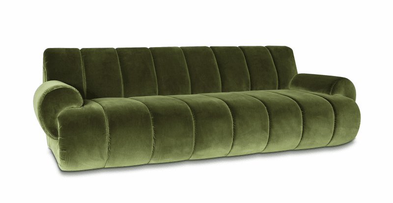 Tapicerowana sofa Jeremy z pionowymi przeszyciami, 245 x 107 x 77 cm, 15 500 zł, pl.thatsliving.com Tapicerowana sofa Jeremy z pionowymi przeszyciami, 245 x 107 x 77 cm, 15 500 zł, pl.thatsliving.com