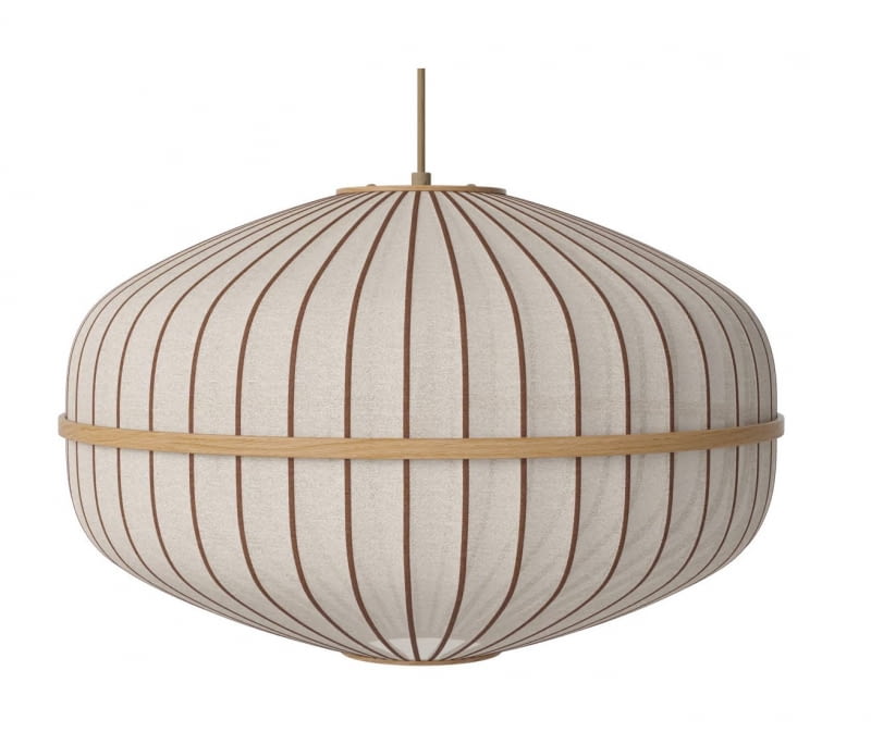 Lampa wisząca Lucen Ellipse (Bolia), tkanina, drewno dębowe, śr. 60 cm, 7035 zł, designconcept.pl