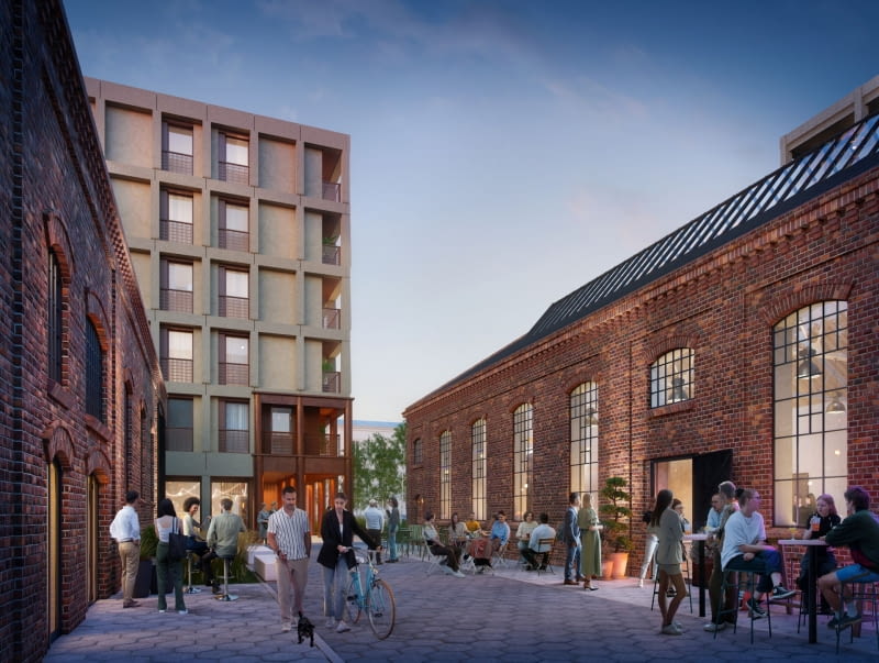 Zabudowa terenu dawnej fabryki Perun przy ul. Grochowskiej 301/305 w Warszawie - plac. Proj. WWAA