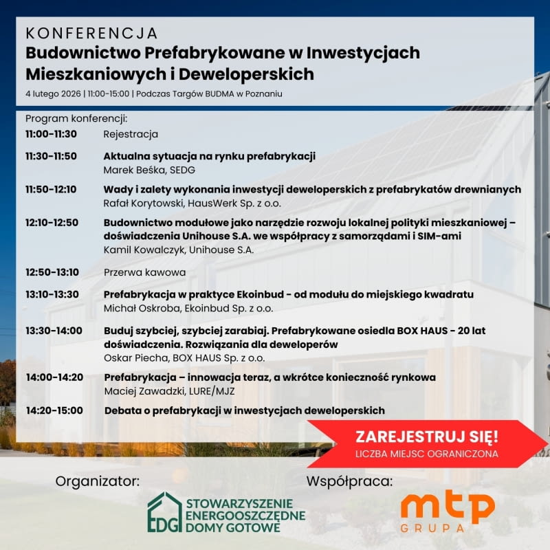 Plan konferencji Budownictwo Prefabrykowane w Inwestycjach Mieszkaniowych i Deweloperskich: Plan konferencji Budownictwo Prefabrykowane w Inwestycjach Mieszkaniowych i Deweloperskich: