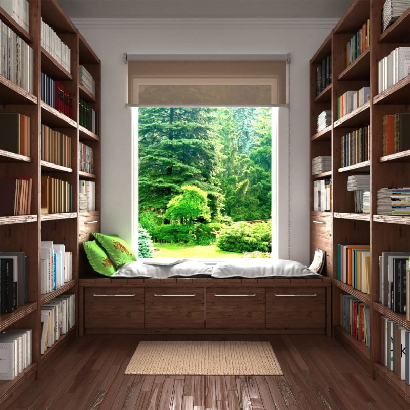 Salon z biblioteką - inspirujące aranżacje