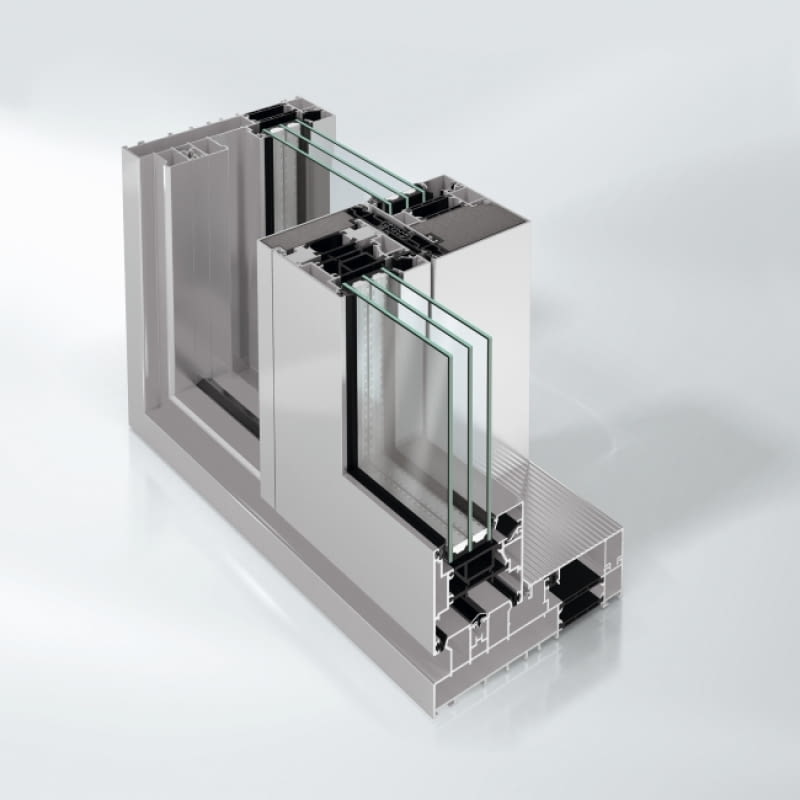 Przekrój przez drzwi przesuwne Schuco ASE 80 LC