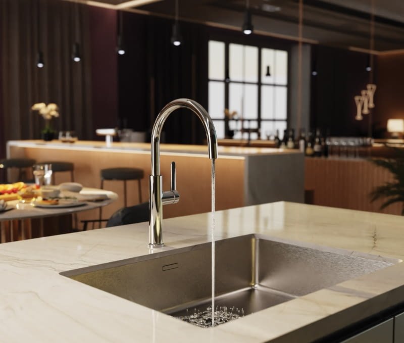 Ważna jest zależność pomiędzy wysokością wylewki baterii a głębokością zlewu. Bateria powinna być na tyle wysoka, żeby swobodnie umyć garnek.