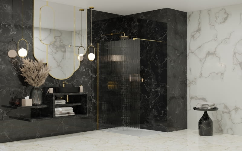 Kabina Radaway Modo New Gold II ze szkłem Visiosun