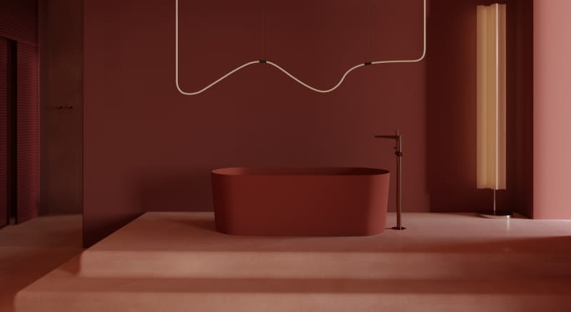 Wanna, która na pewno przyciągnie wzrok – ma elegancki, owalny kształt i matowy ceglastoczerwony kolor, który doskonale uzupełni każde wnętrze.